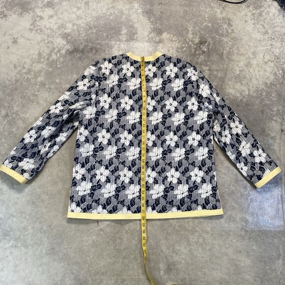 Provence Damour Jacket Womens XL Reversible Cotton Classic Yellow Black Floral - Picture 7 of 12